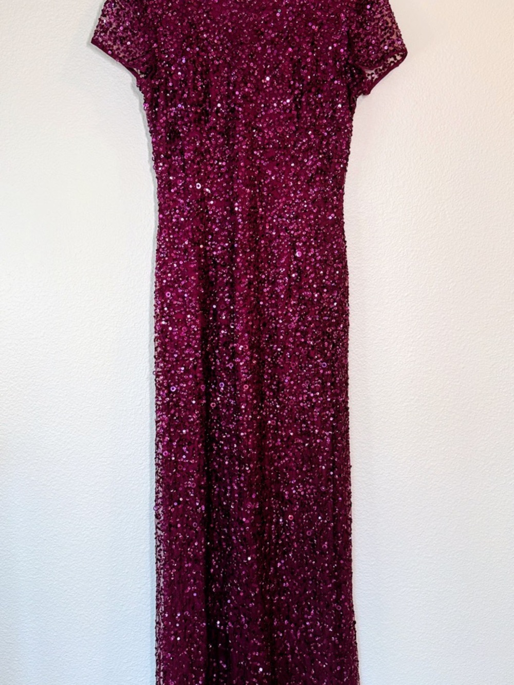Adrianna Papell Wine-Red Sequin Evening Gown Formal Dress - Picture 9 of 12
